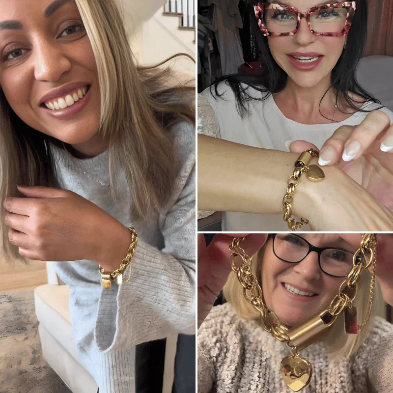 Pulsera ancha «Heartened» | Oro