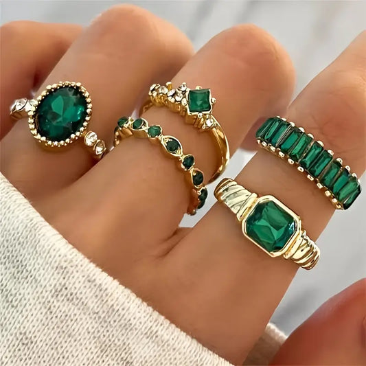 Conjunto de anillos «Zarina Exquisite Emerald» | Oro