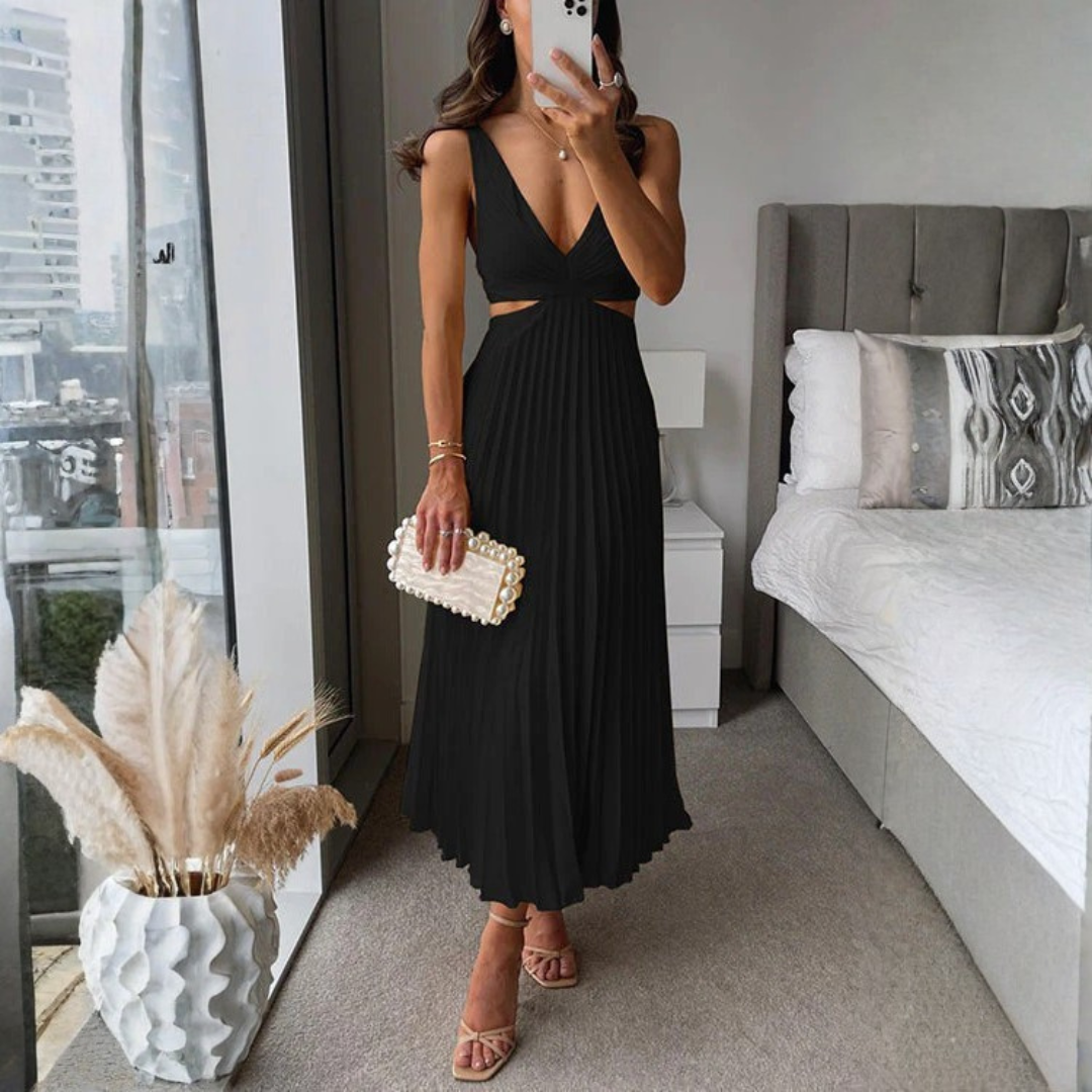 Haley | Vestido largo con pliegues