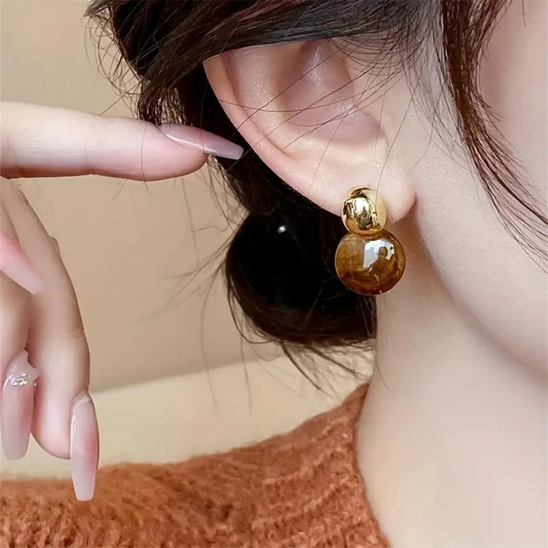 Pendientes de gota Aurélie Amber | Oro