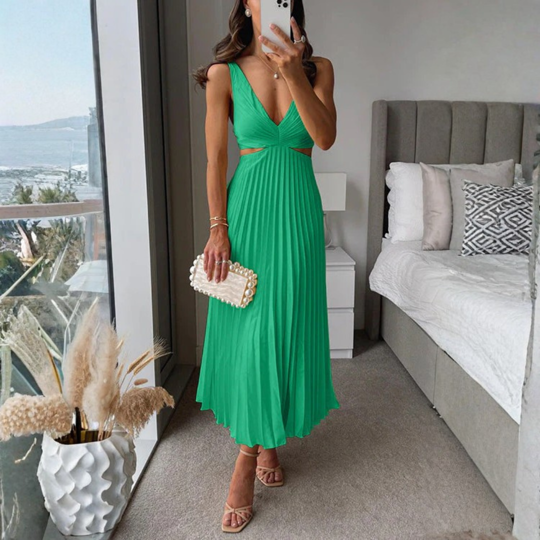 Haley | Vestido largo con pliegues