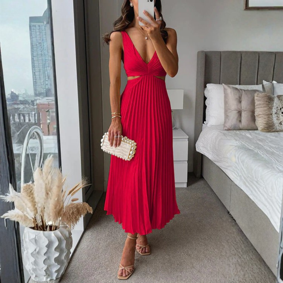 Haley | Vestido largo con pliegues
