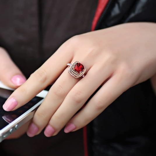 Anillo llamativo Ruby Halo | Oro rosa