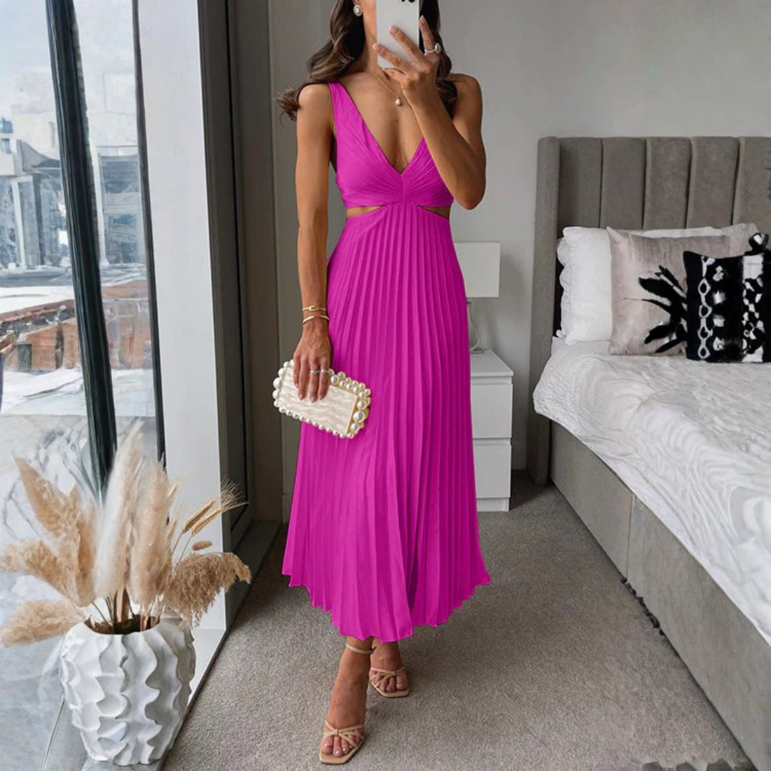 Haley | Vestido largo con pliegues