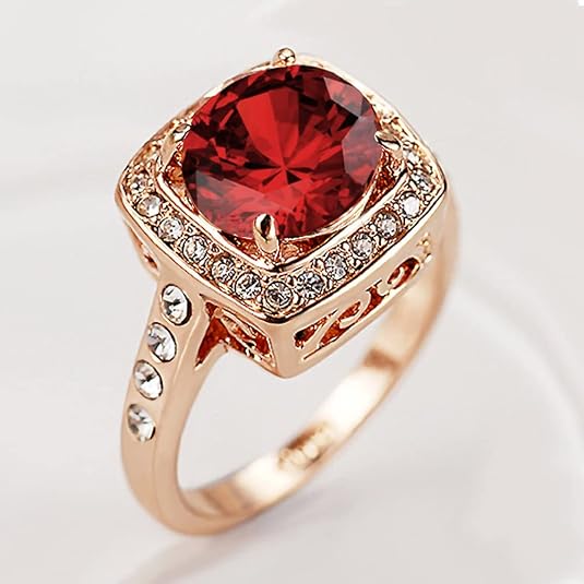 Anillo llamativo Ruby Halo | Oro rosa