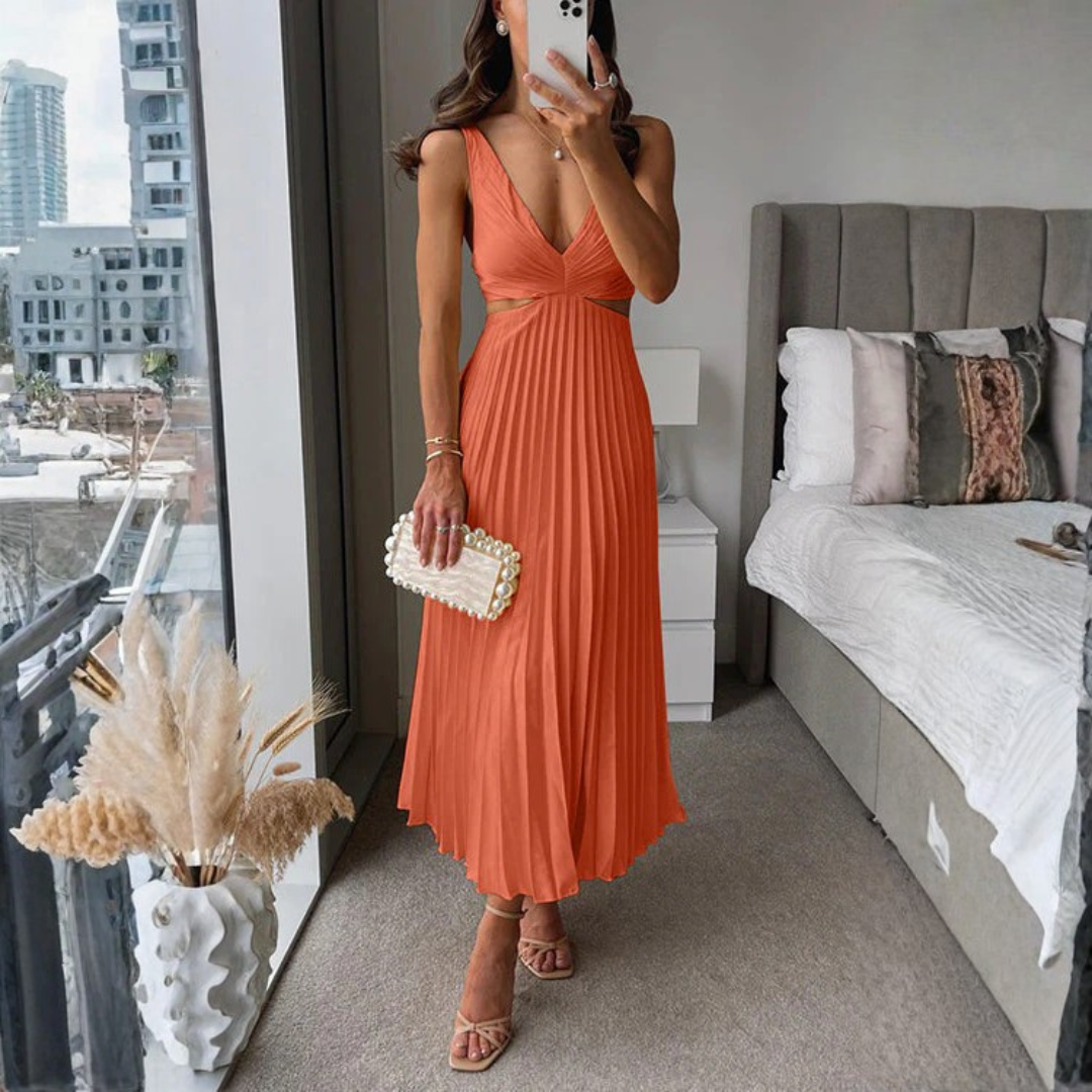 Haley | Vestido largo con pliegues