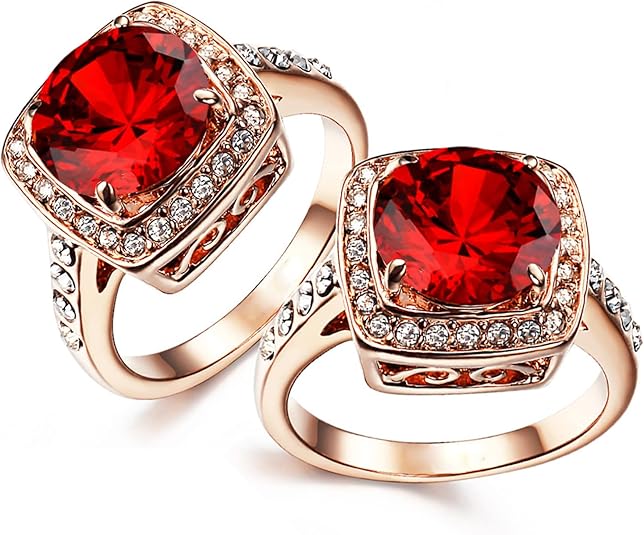 Anillo llamativo Ruby Halo | Oro rosa