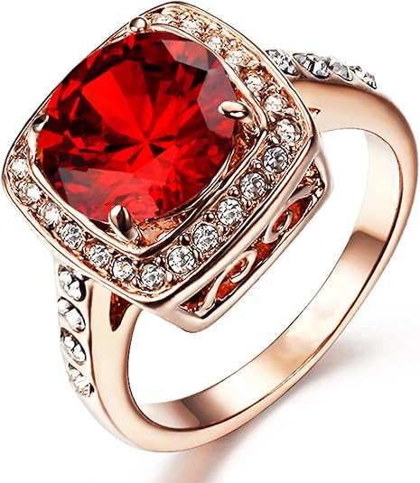 Anillo llamativo Ruby Halo | Oro rosa