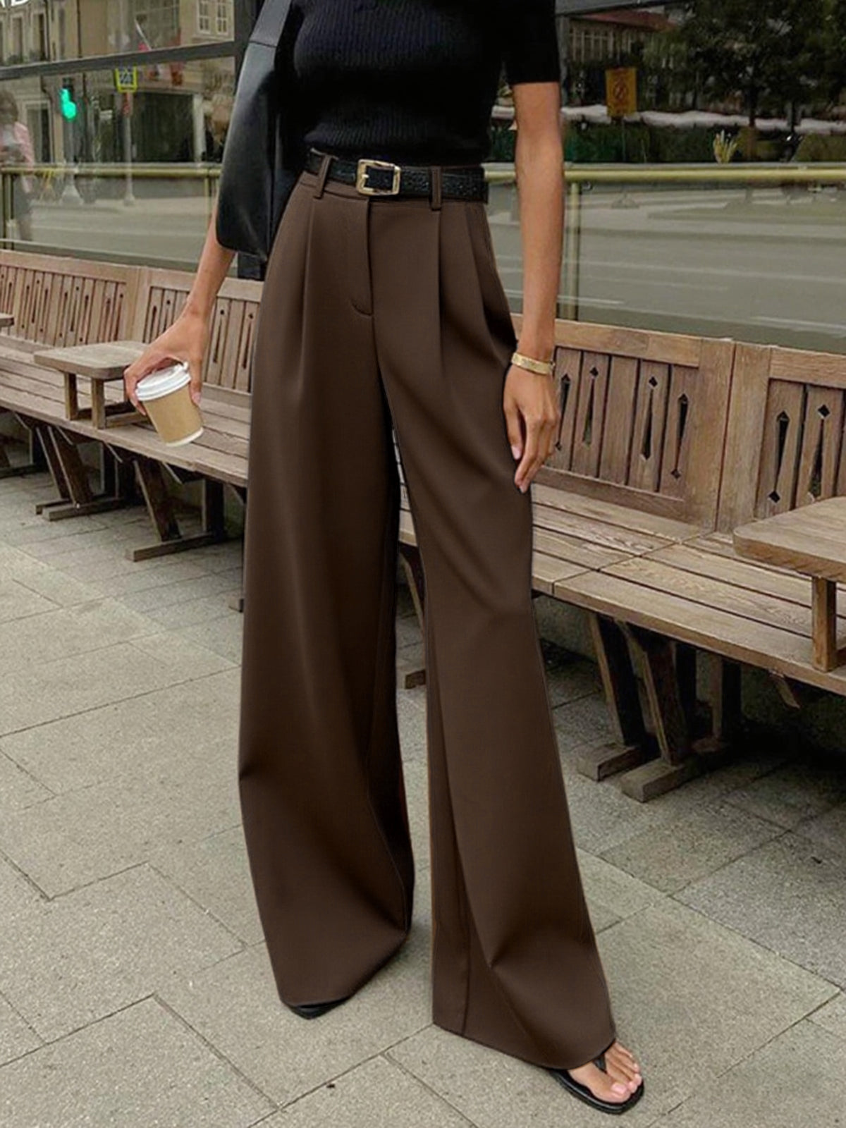 Pantalones anchos lisos
