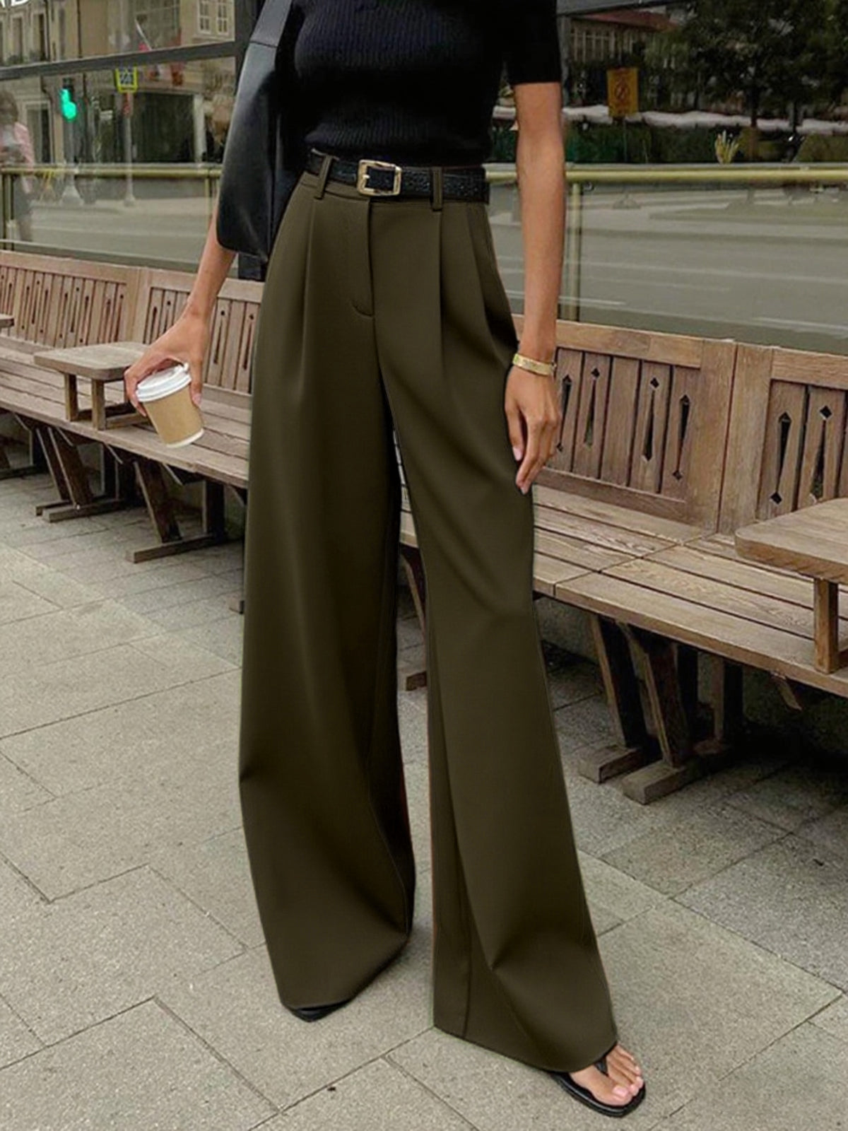 Pantalones anchos lisos