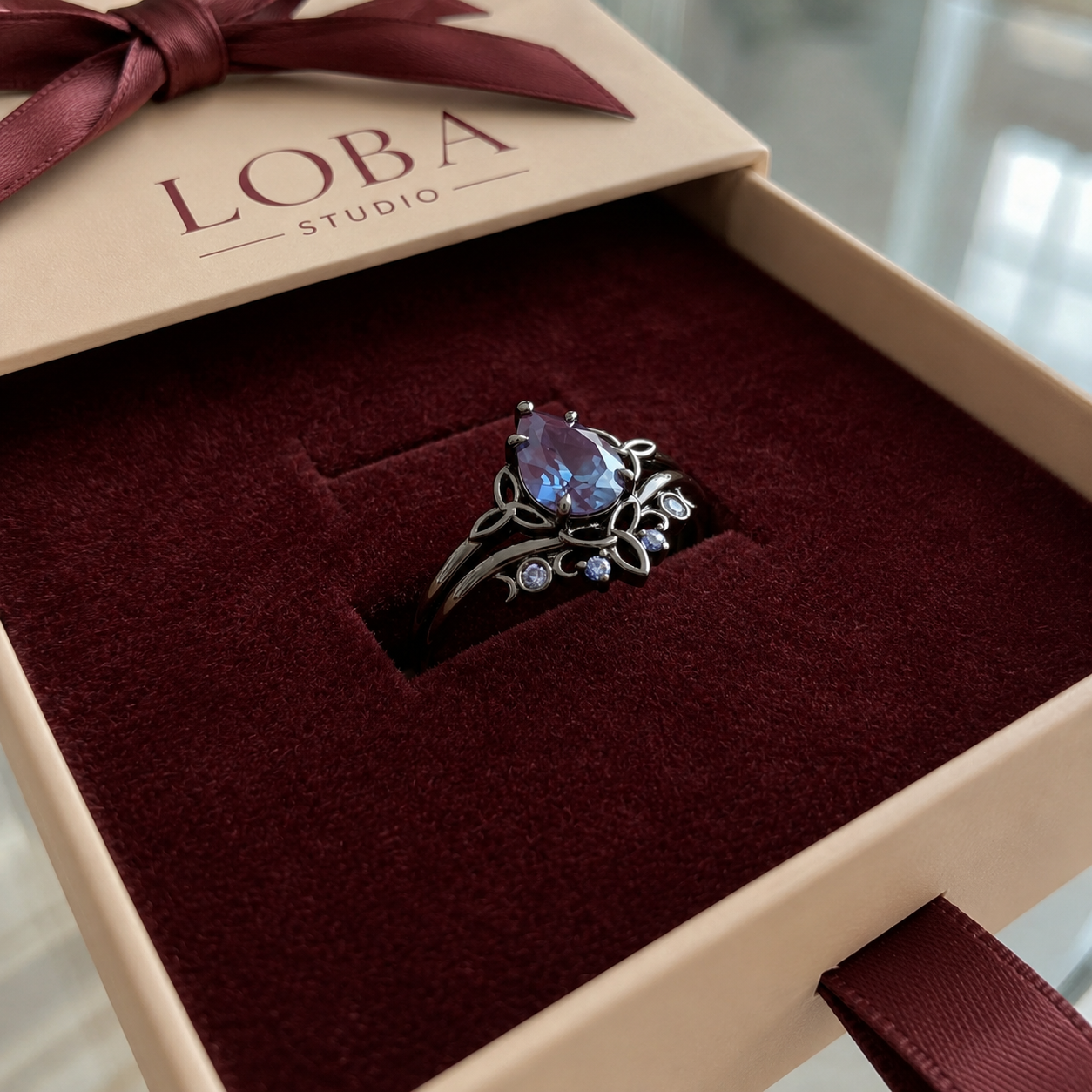Anillo de capas de amatista | Oro blanco