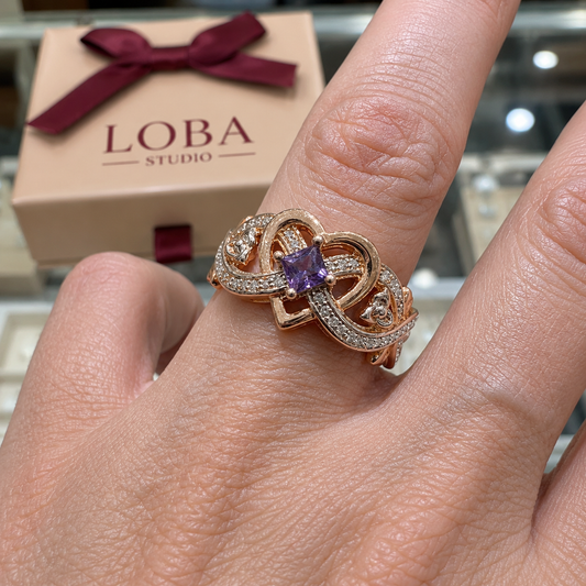 Anillo Violetheart de oro y plata | Oro mixto