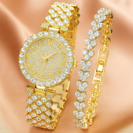 Conjunto de reloj y pulsera Luxe Radiance | Oro