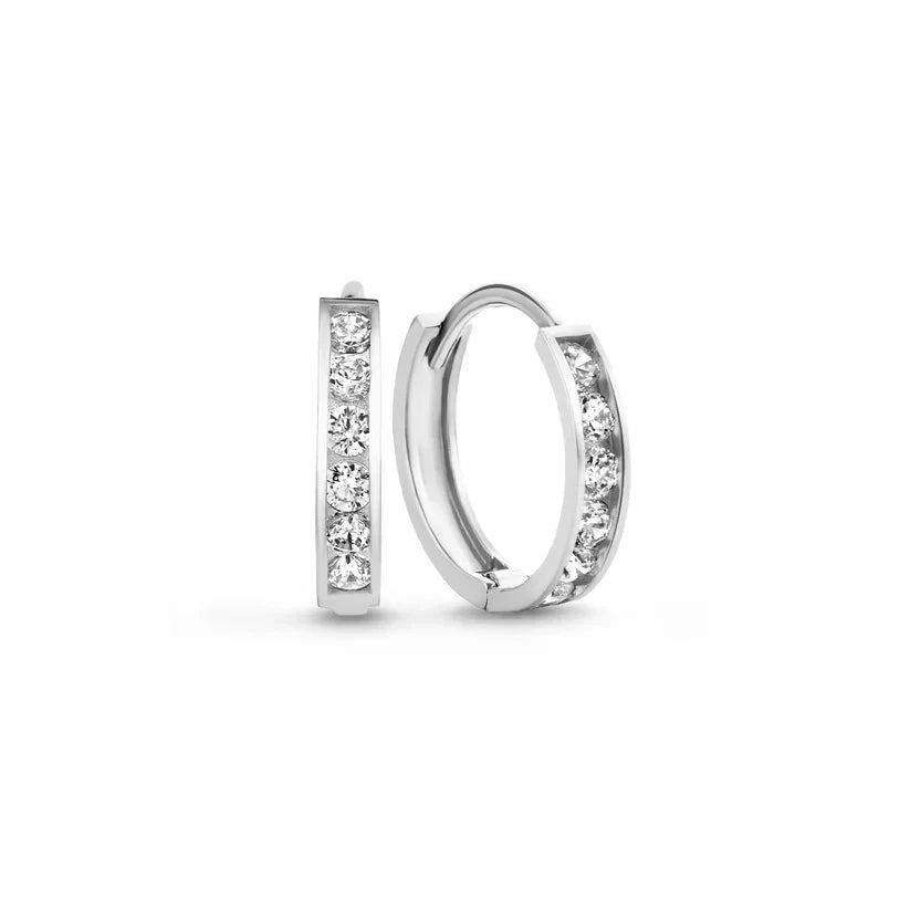 Conjunto de pendientes de piedras Dara Brillane | Oro blanco