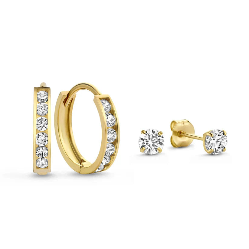 Conjunto de pendientes de piedras Dara Brillane | Oro blanco