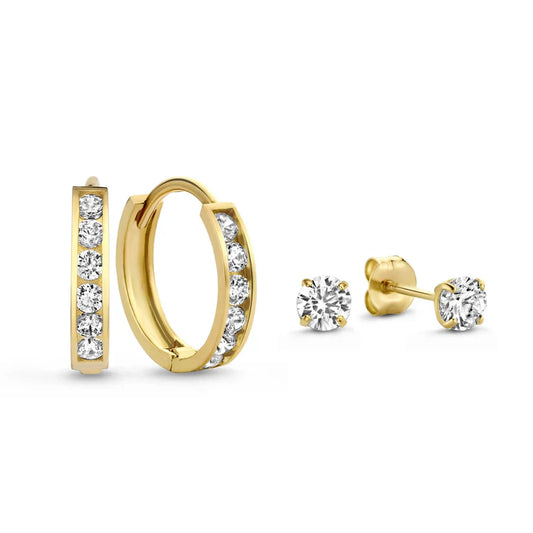 Conjunto de pendientes de piedras brillantes Dara | Oro