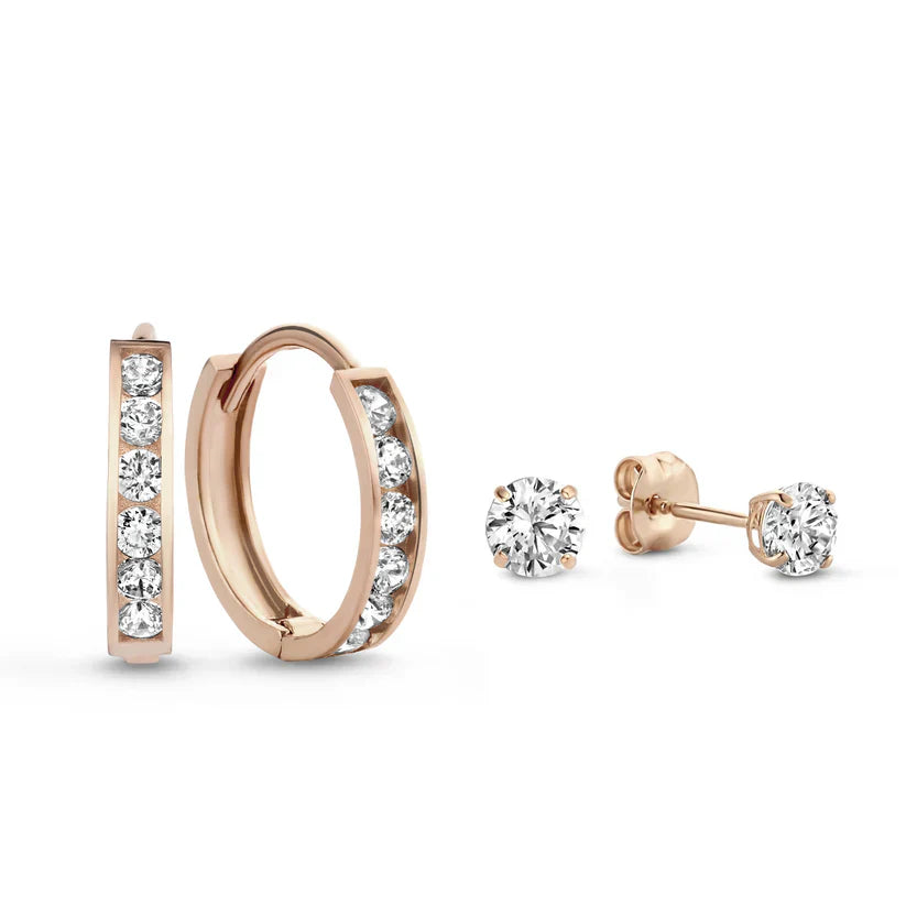 Conjunto de pendientes de piedras Dara Brillane | Oro blanco