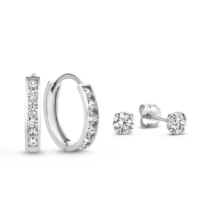 Conjunto de pendientes de piedras brillantes Dara | Oro