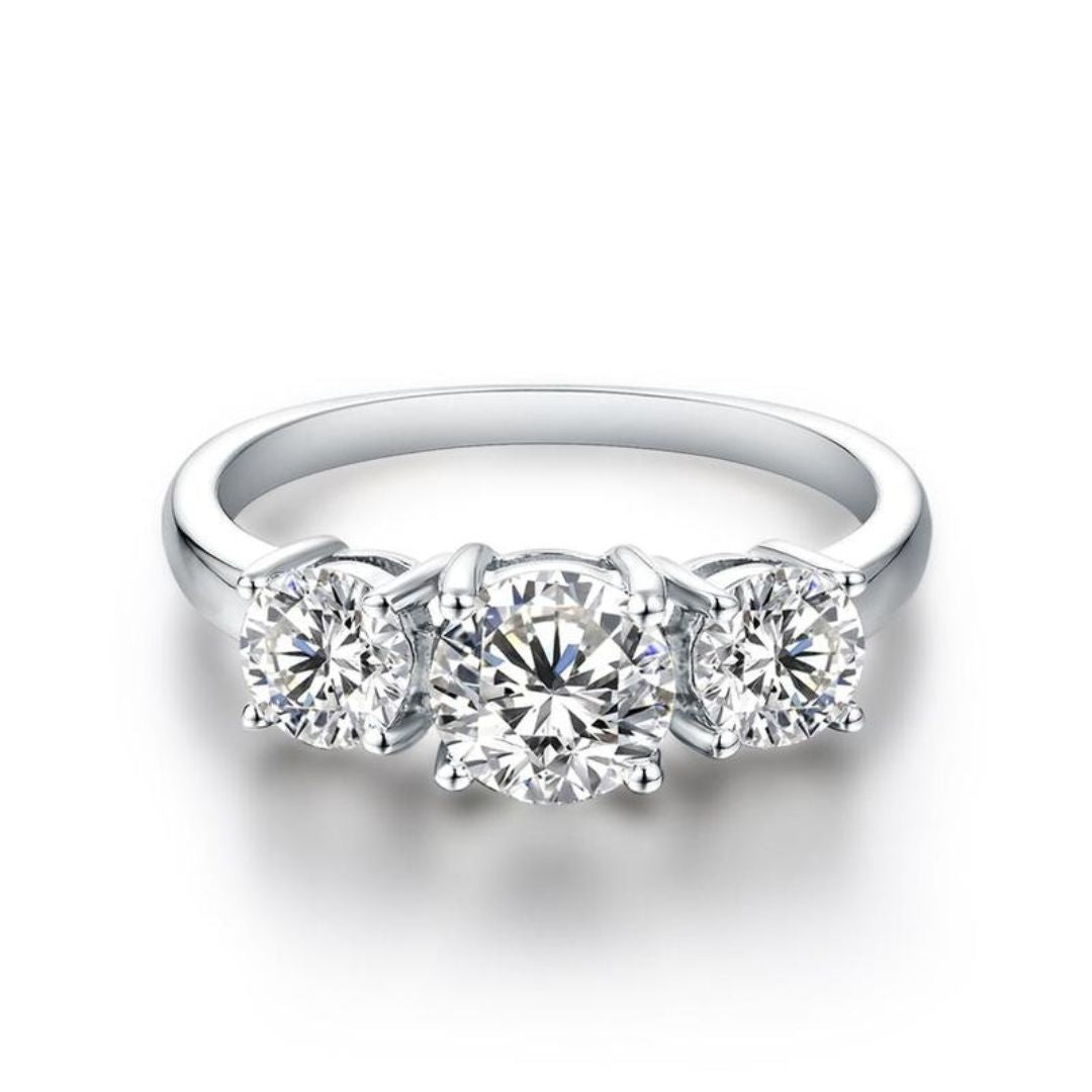 Anillo Clare con tres piedras | Oro blanco