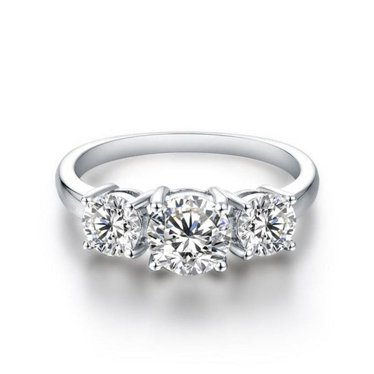 Anillo Clare con tres piedras | Oro blanco