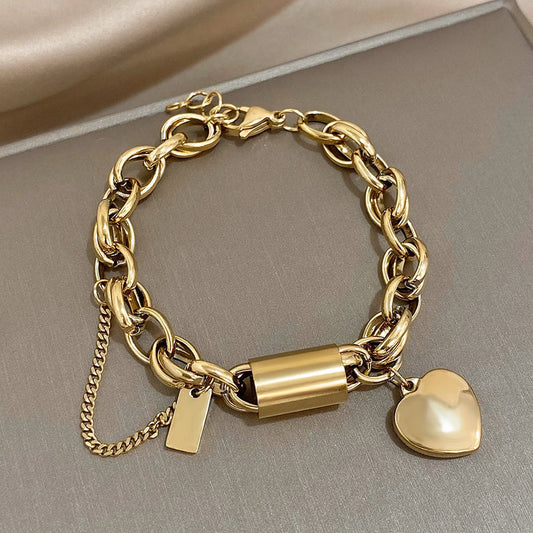 Pulsera ancha «Heartened» | Oro