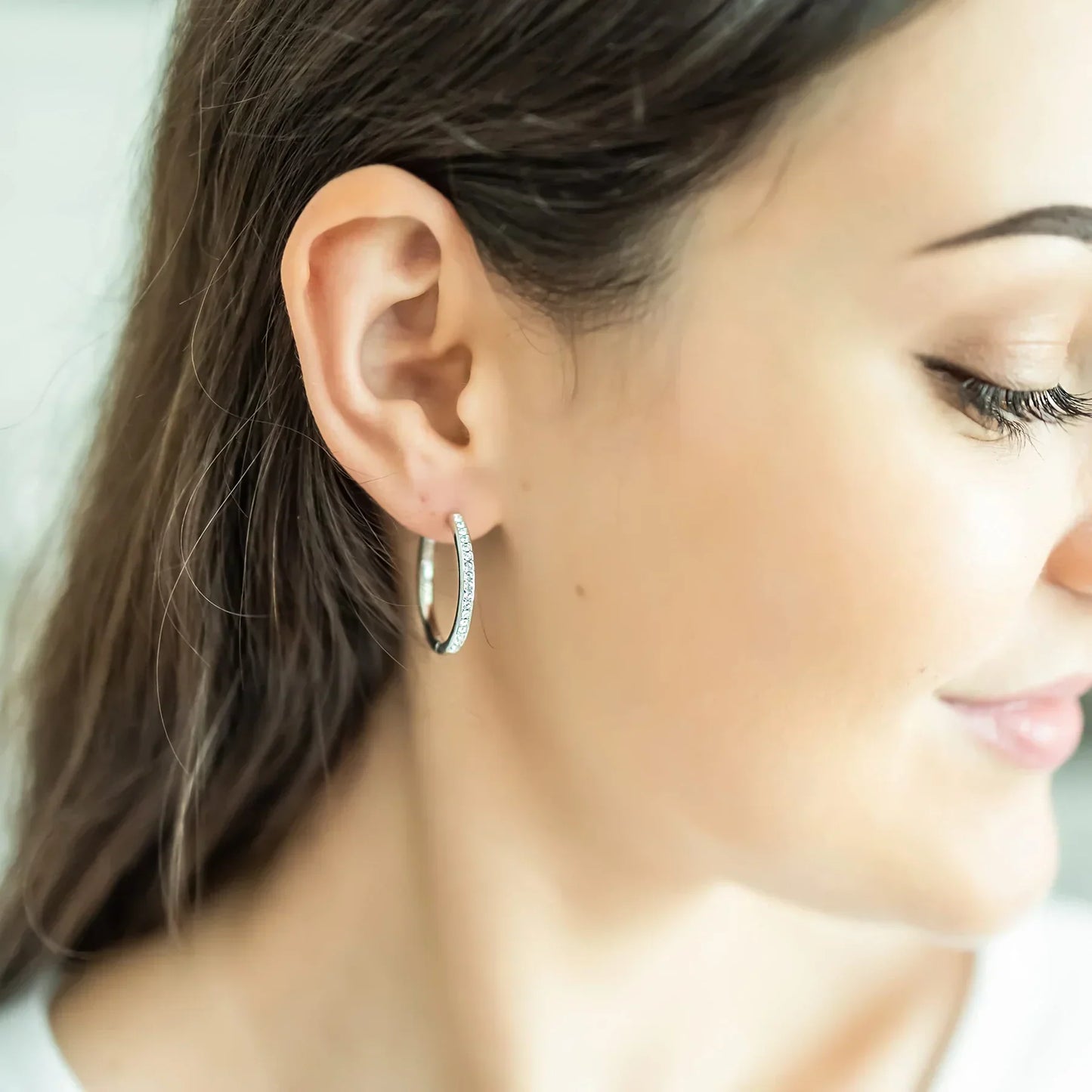 Pendientes Sorel Pavé | Oro blanco