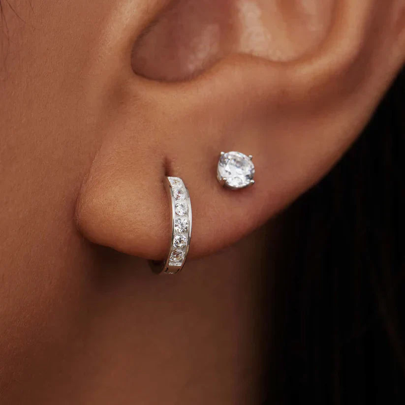 Conjunto de pendientes de piedras Dara Brillane | Oro blanco