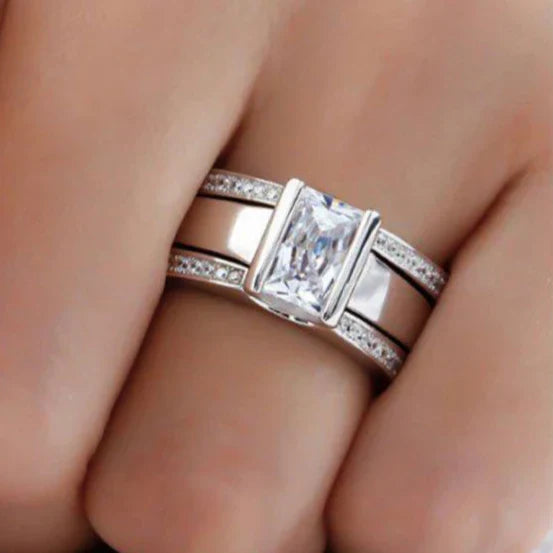 Anillo antiguo con incrustaciones de cristal | Oro blanco