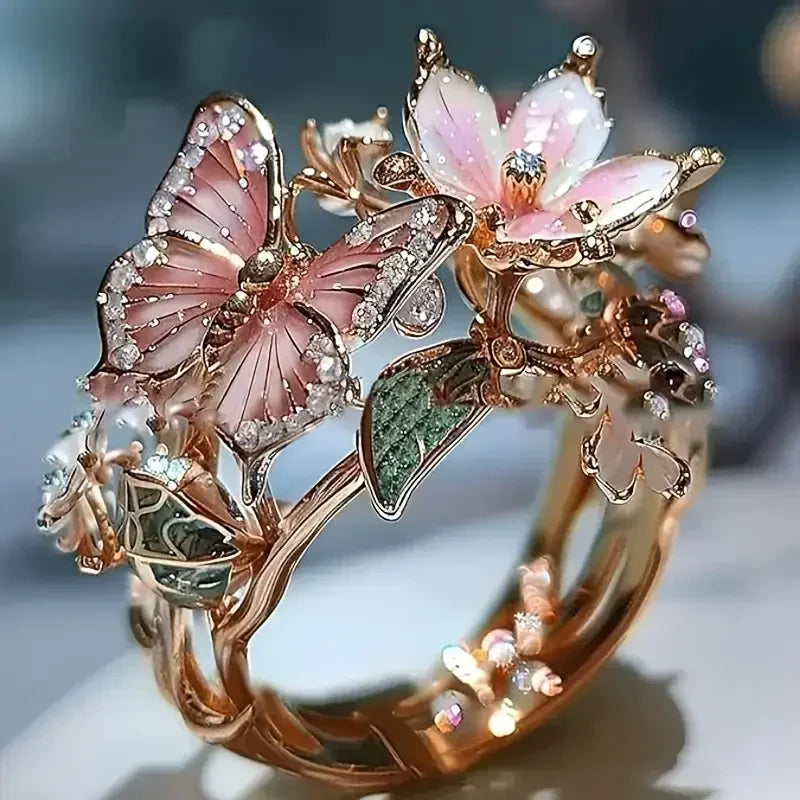 Anillo Mariposa con circonitas | Oro