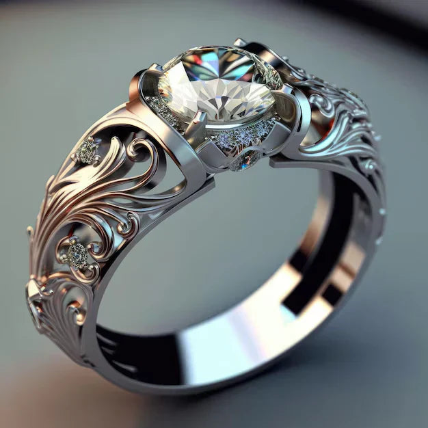 Exquisito anillo de cristal | Oro blanco
