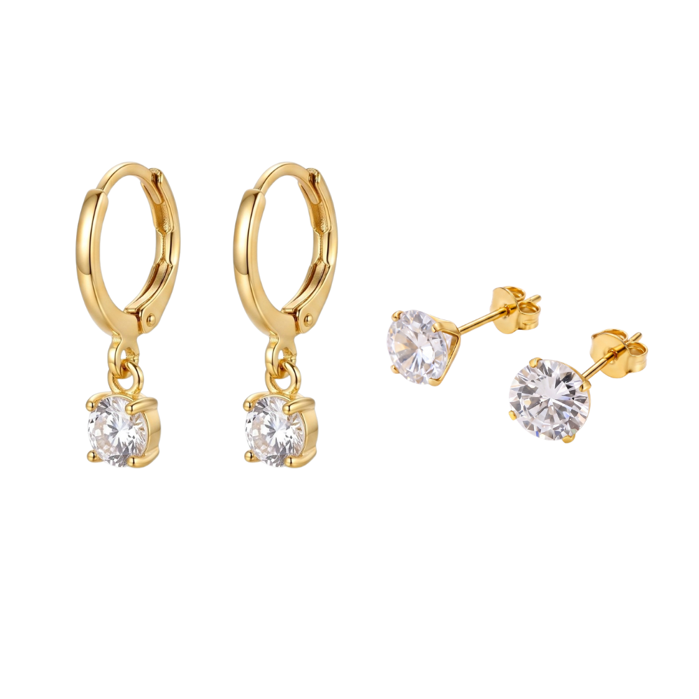 Conjunto de pendientes de piedra «Larmes de Lune» | Oro